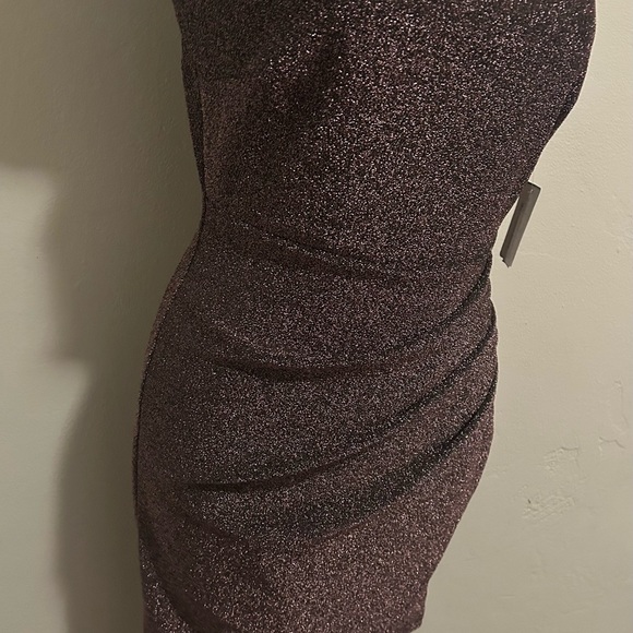 Windsor Strapless Burgundy Glitter Dress in Deep Burgundy - Picture 2 of 5